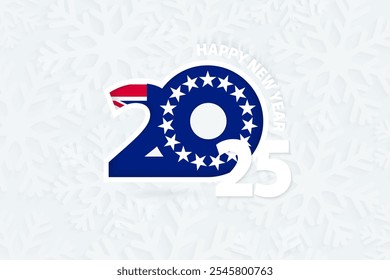 New Year 2025 for Cook Islands on snowflake background. Greeting Cook Islands with new 2025 year.