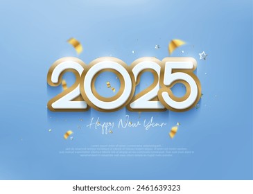 New Year 2025 design with beautiful numbers and clean coloring. Money vector premium design is beautiful and elegant. Design for branding, covers, banners and greeting cards.