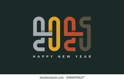 new year 2025 design with colorful overlapping numbers. Premium design vector background for banners, posters and social media.