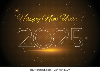 New year 2025 design with Golden fireworks on dark night sky 