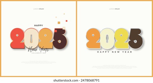 New Year 2025 Design Set. Beautiful colored design for a New Year 2025 celebration. Premium vector design for calendars, cards, covers and social media posts.