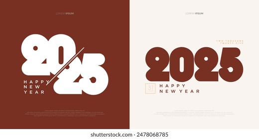 Nuevo año 2025 diseño con un diseño simple. Fondo de diseño de Vector premium limpio. Diseño para un calendario, póster, tarjeta de felicitación y portada anual.