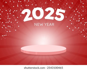 Plataforma de exibição de Ano Novo 2025 para bens, cosméticos, itens