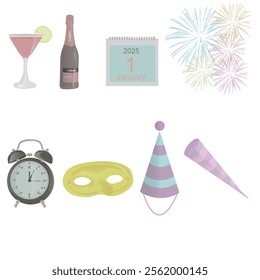 new year 2025 elements vector