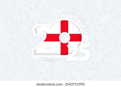 New Year 2025 for England on snowflake background. Greeting England with new 2025 year.