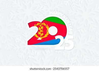 New Year 2025 for Eritrea on snowflake background. Greeting Eritrea with new 2025 year.