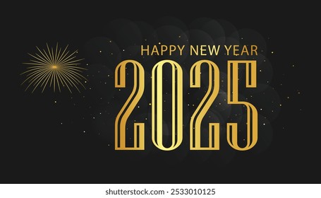 Plantillas de diseño de eventos del año Nuevo 2025. Estilo elegante y moderno. Números dorados de 2025. Ilustración vectorial.
