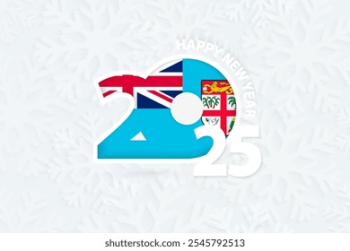 New Year 2025 for Fiji on snowflake background. Greeting Fiji with new 2025 year.