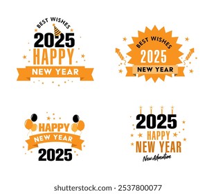 New year 2025 flat badges vector collection