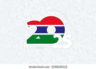 New Year 2025 for Gambia on snowflake background. Greeting Gambia with new 2025 year.