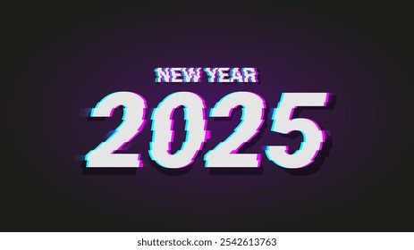 Nuevo año 2025, efecto glitch