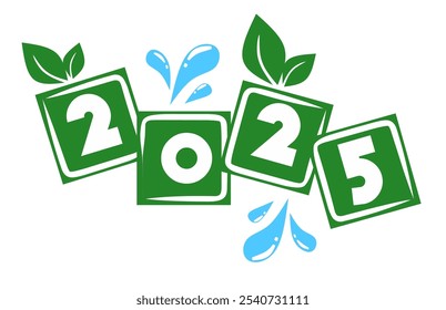 new year 2025 with green theme for great world