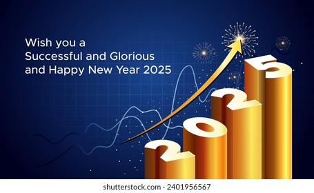 New Year 2025 growth concept. Business and share market Vectot file.