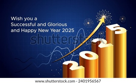 New Year 2025 growth concept. Business and share market Vectot file.