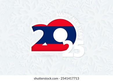 New Year 2025 for Laos on snowflake background. Greeting Laos with new 2025 year.