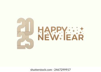 New Year 2025 Logo design inspiration, flat design logo template, vector illustration