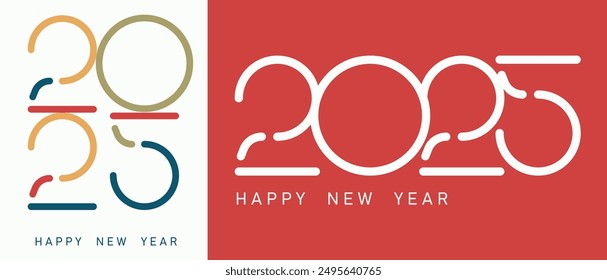 Nuevo año 2025 diseño del logotipo. Colección de diseño de logotipo Feliz Año Nuevo 2025 de lujo.
