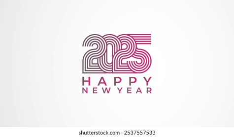 New Year 2025 Logo design inspiration, flat design logo template, new year design logo template element, vector illustration