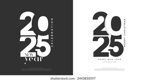 New Year 2025 logo with a unique and different concept. New year 2025 number design for greeting card design, posters and social media posts.