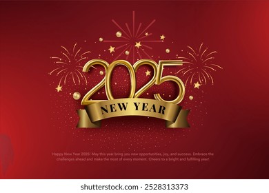 New Year 2025 modern art design set in red, black and blue colors for cover, card, poster, banner. Chinese new year 2025. Abstract design with gold fonts “2025”, confetti and fire works templates.