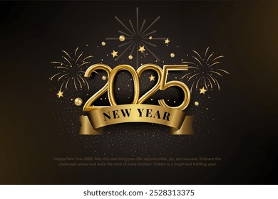 New Year 2025 modern art design set in red, black and blue colors for cover, card, poster, banner. Chinese new year 2025. Abstract design with gold fonts “2025”, confetti and fire works templates.