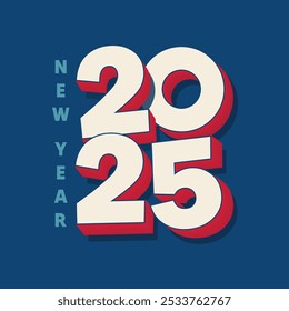 Ano Novo 2025 ilustração vetor tipografia moderna. 2025 texto 3d editável. Feliz ano novo modelo de cartão de saudação, banner, cartaz. Logotipo colorido de letras para comemoração de festa de feriado.
