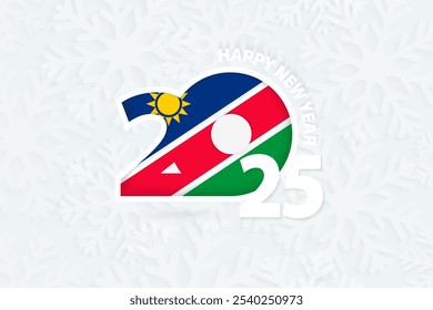New Year 2025 for Namibia on snowflake background. Greeting Namibia with new 2025 year.