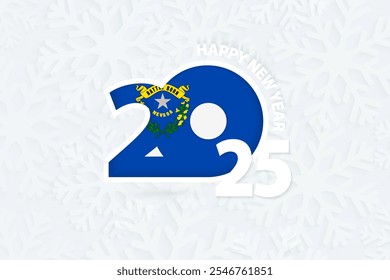 New Year 2025 for Nevada on snowflake background. Greeting Nevada with new 2025 year.