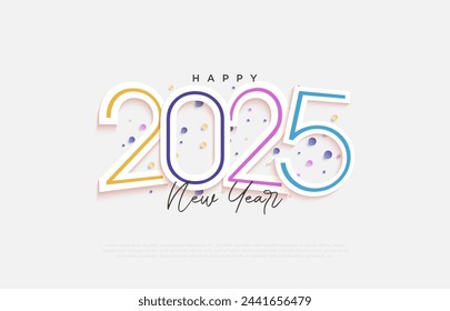 New year 2025 number design. The design of the number positions that are not arranged in a row makes the design more beautiful and conceptual. 2025 vector premium design.