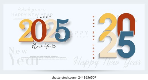 New year 2025 number design. With greeting design for a celebration of the new year 2025. Premium vector design for a banner, poster and calendar.