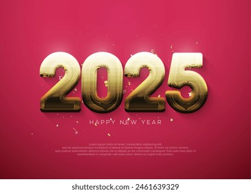 New Year 2025. New year 2025 number design in a smooth textured and gradient style. Vector premium design. poster 2025. vector 2025.