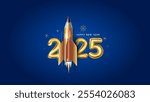 New year 2025 number with modern futuristic education, success and celebration concept.