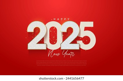 New year 2025 numbers design. Embossed and flat numbers concept. New year 2025 design for a poster, calendar and social media post. 2025 vector premium design.