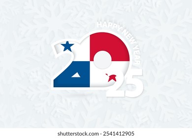 New Year 2025 for Panama on snowflake background. Greeting Panama with new 2025 year.