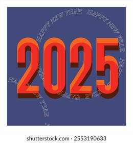 Neujahr 2025 Poster mit 3D-Effekt | Modernes festliches Design