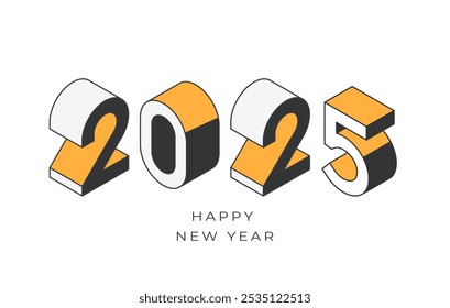 New Year 2025 poster design with isometric numbers in modern style