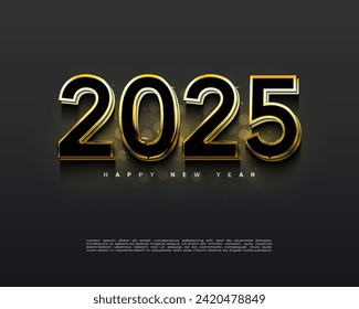 new year 2025 with rare number design. and greeting concepts for the 2025 New Year celebration.
