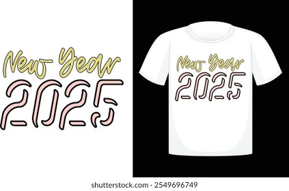 New Year 2025 Retro ,Happy New Year Sublimation Design , New year t shirt Designs , Retro t shirt Design