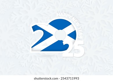 Ano Novo 2025 para a Escócia em fundo floco de neve. Consultado em 25 de dezembro de 2015 "Greeting Scotland with new 2025 year" .