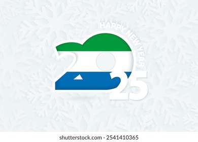 New Year 2025 for Sierra Leone on snowflake background. Greeting Sierra Leone with new 2025 year.