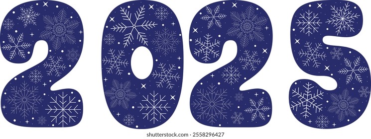 The new year is 2025. The year of the snake. beautiful background for decoration of white snowflakes. vector graphics. figures for winter holidays.