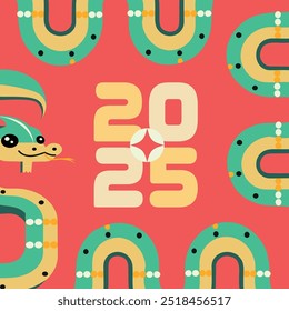 New year 2025 snake zodiac symbol, Chinese new year, celebrate, card, poster, banner, vector