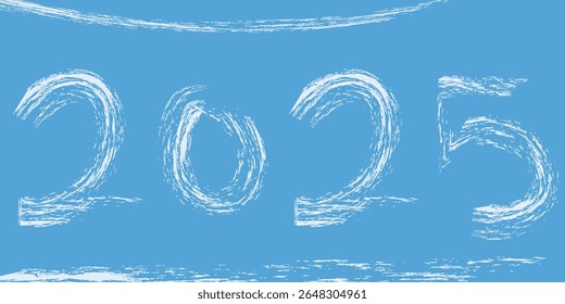 Ano Novo, 2025 Símbolo, Cartão de Ano Novo, Número, Caligrafia, Manuscrito, 