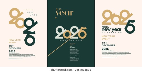 Una Plantilla de Nuevo año 2025. Diseño de Plantilla simple con colores suaves y limpios. Diseño de Vectores Premium para Anuncios, afiches y publicaciones en redes sociales.
