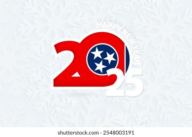 Nuevo año 2025 para Tennessee sobre fondo de copo de nieve. Saludo a Tennessee con el nuevo año 2025.