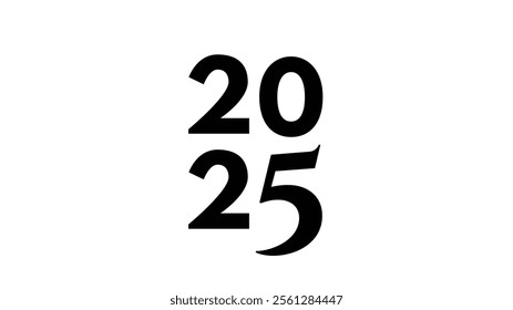 New Year 2025 text design vector illustration, Festive design for Christmas celebrations background.