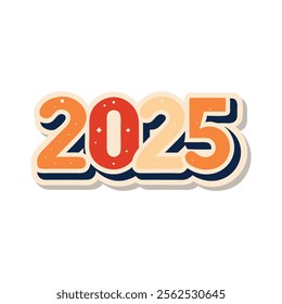 
New year 2025 texture sticker isolated flat vector illustration on white background