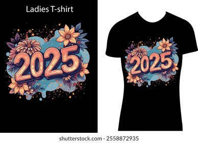 New Year 2025 t-shirt design , New Year toast, 2025 celebration,