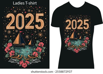 New Year 2025 t-shirt design , New Year toast, 2025 celebration,