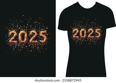 New Year 2025 t-shirt design , New Year toast, 2025 celebration,